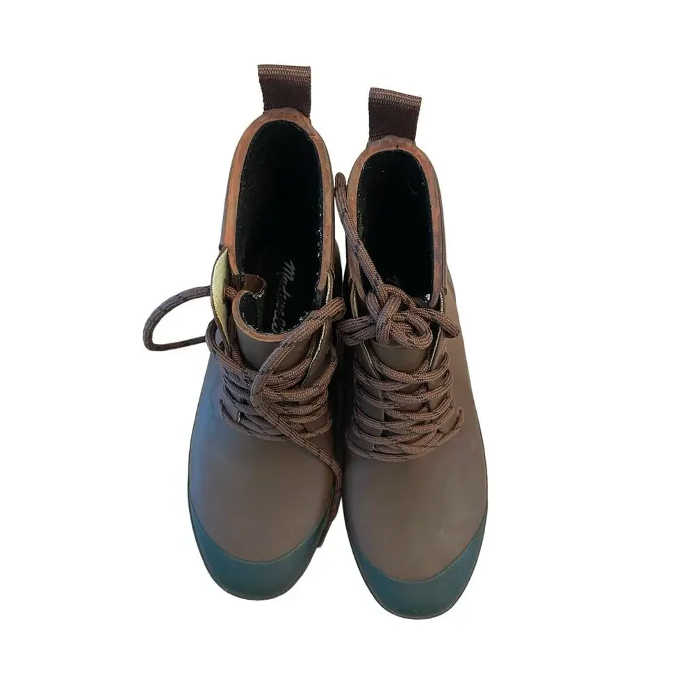 Madewell Lace Up Lugsole Ankle Rain Boots Gorpcore Fall Winter Going Out 6